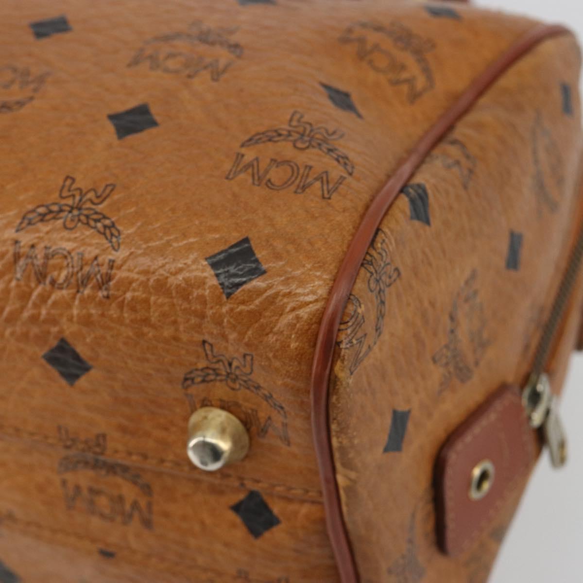 MCM Vicetos Hand Bag PVC Leather Brown Gold Auth BA13884