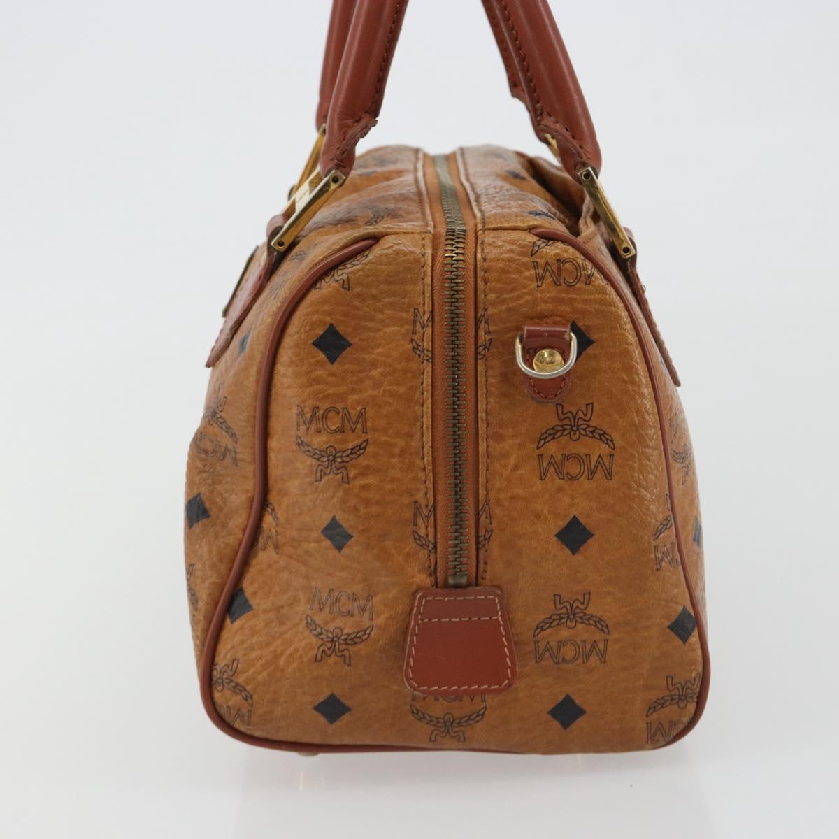 MCM Vicetos Hand Bag PVC Leather Brown Gold Auth BA13884