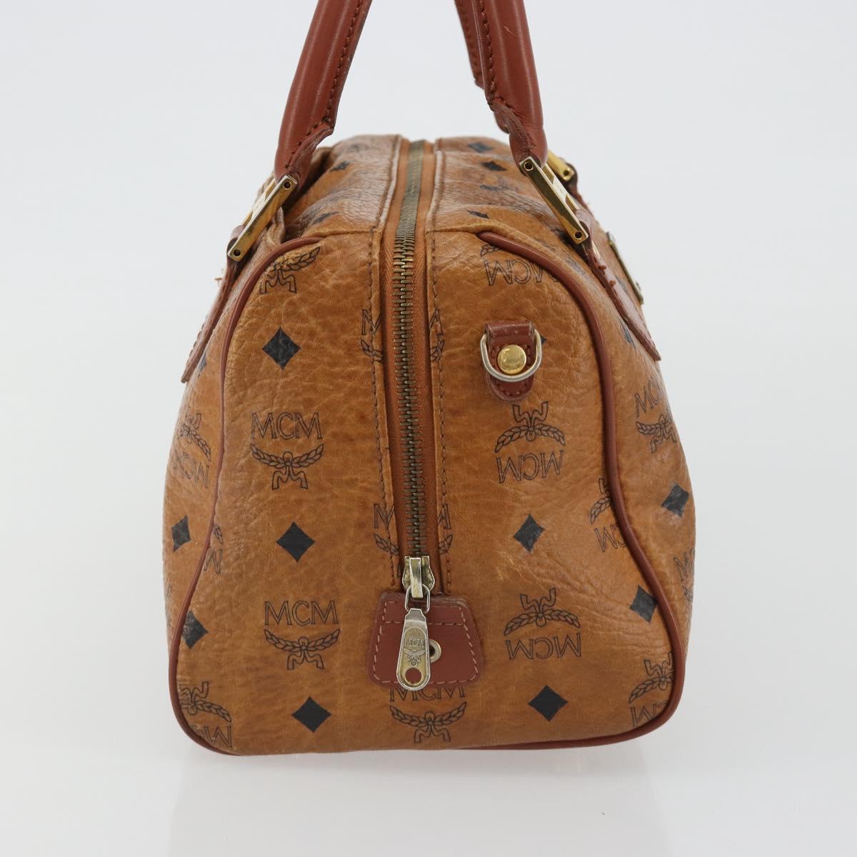 MCM Vicetos Hand Bag PVC Leather Brown Gold Auth BA13884
