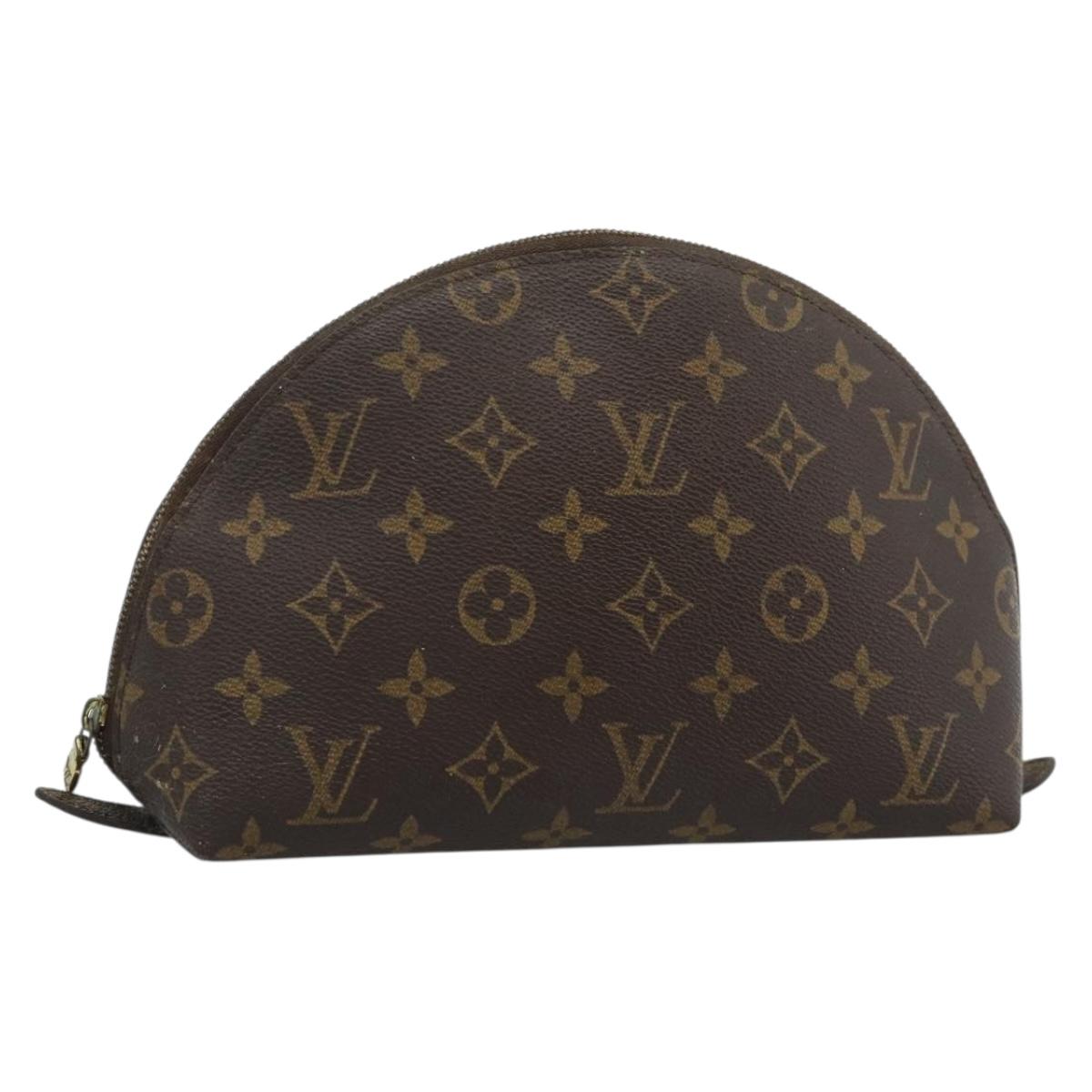 LOUIS VUITTON Monogram Trousse Demi Ronde Cosmetic Pouch M47520 LV Auth BA13889