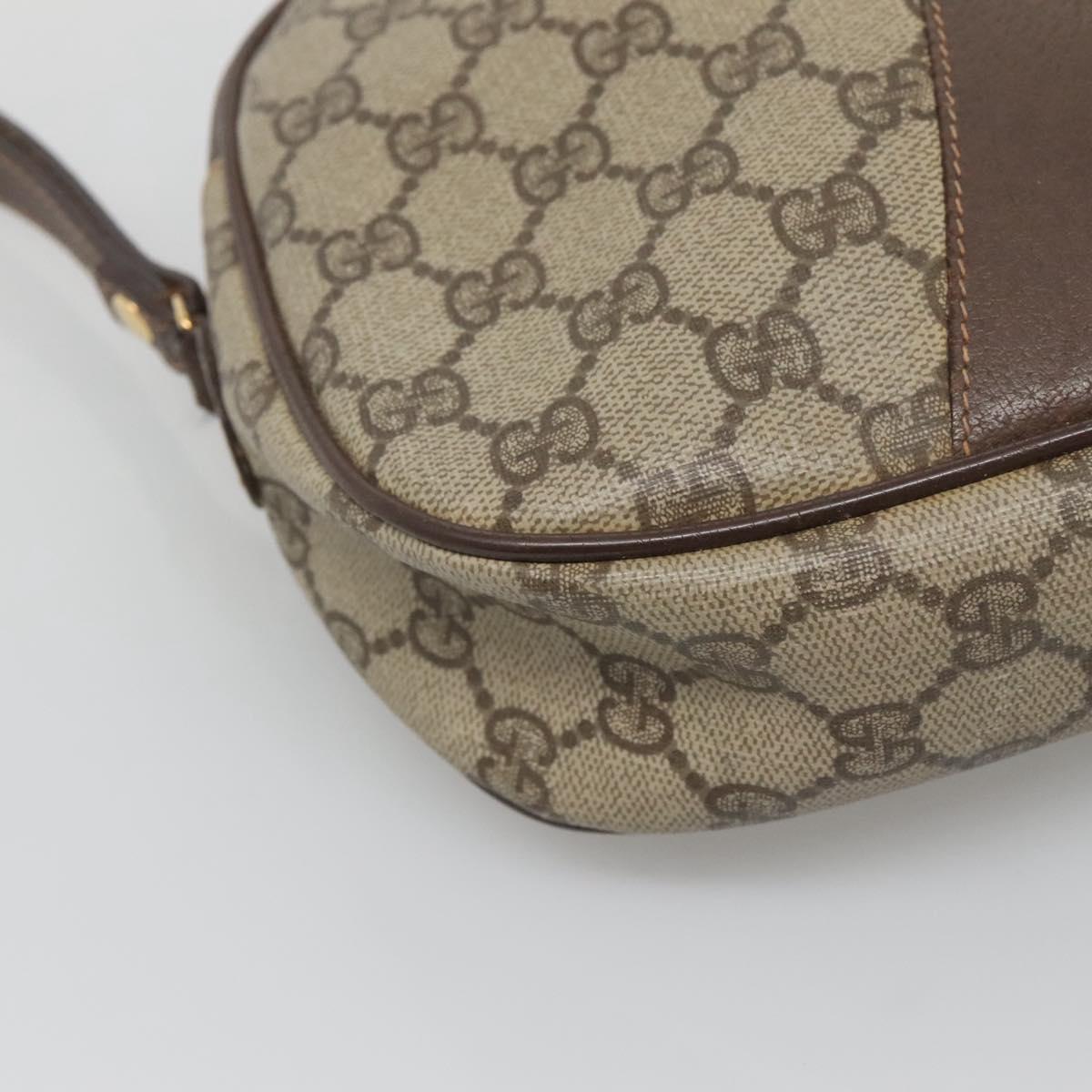 GUCCI GG Supreme Web Sherry Line Bag PVC Beige Gold 156 01 034 Auth BA1389