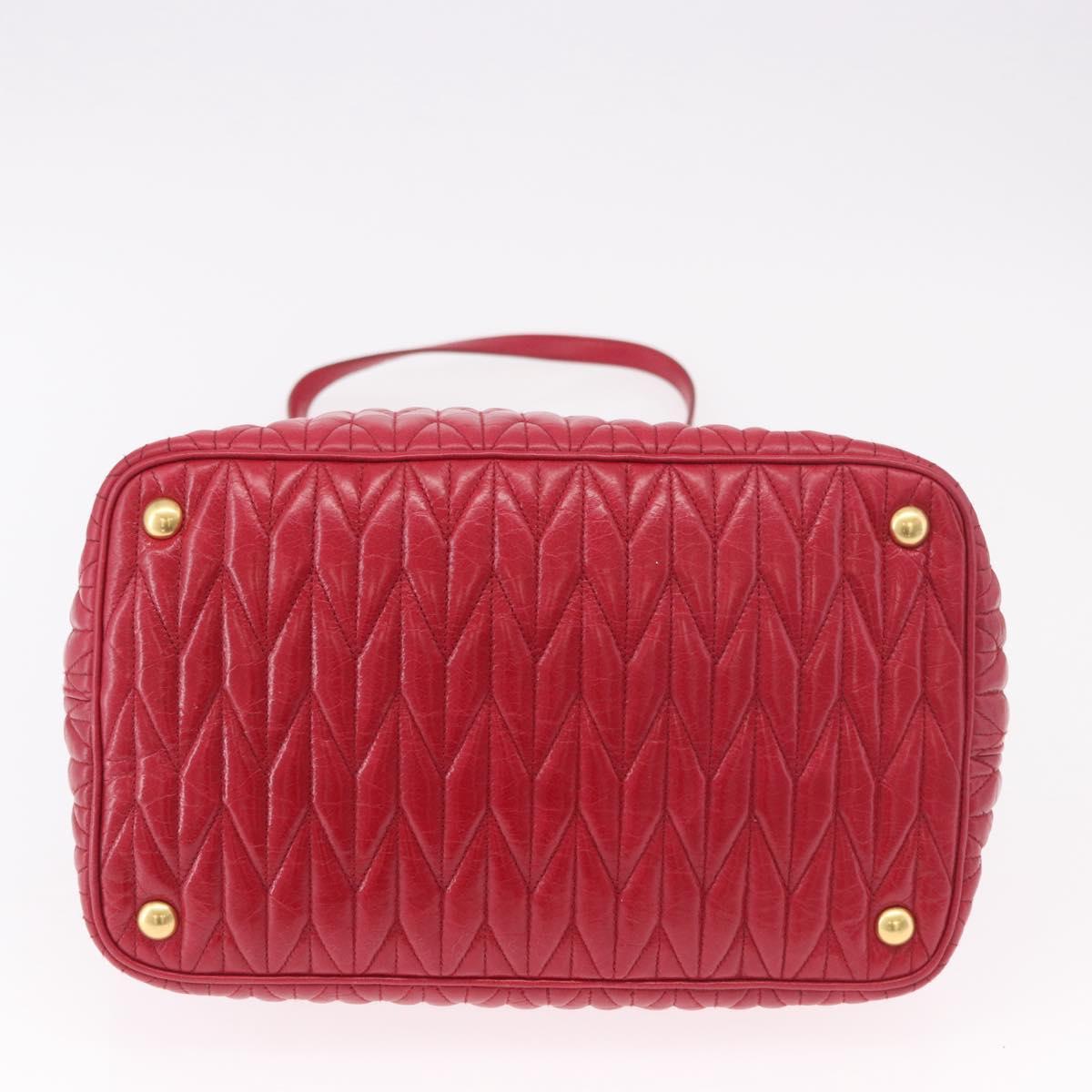 Miu Miu Matelasse Hand Bag Leather 2way Red Gold Auth BA13893V