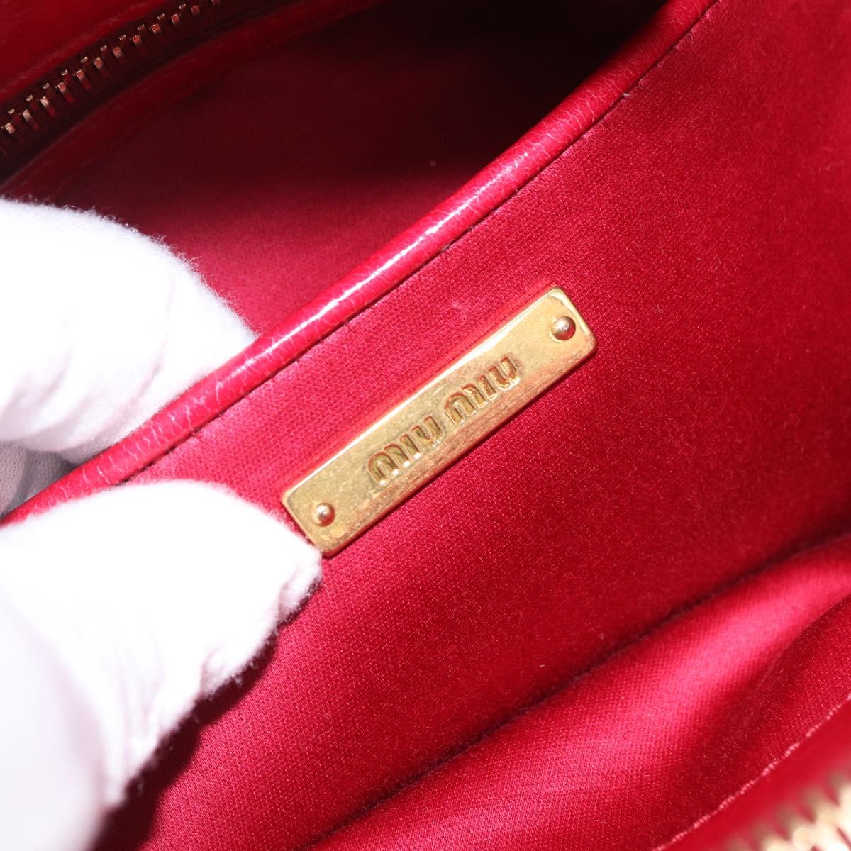 Miu Miu Matelasse Hand Bag Leather 2way Red Gold Auth BA13893V