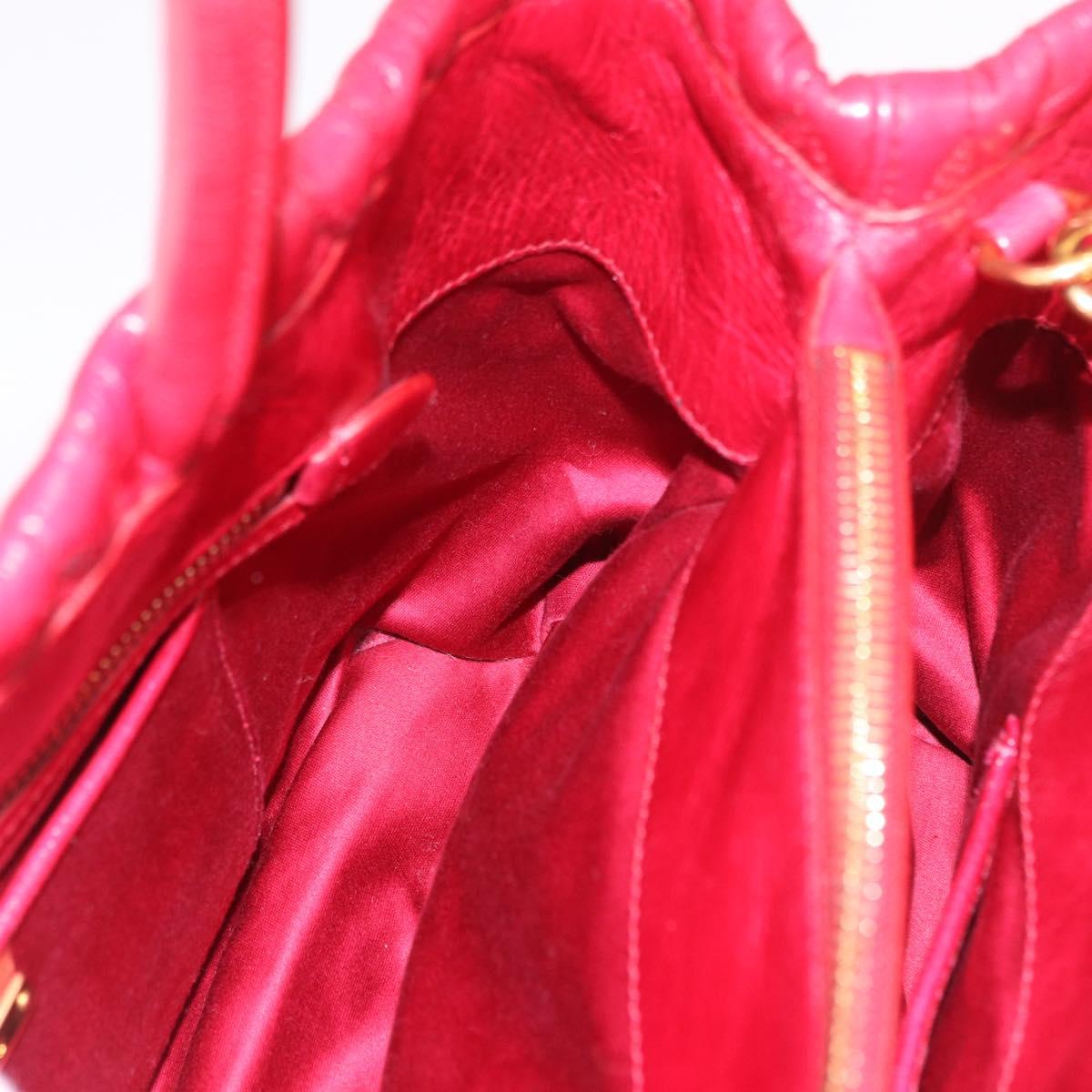 Miu Miu Matelasse Hand Bag Leather 2way Red Gold Auth BA13893V