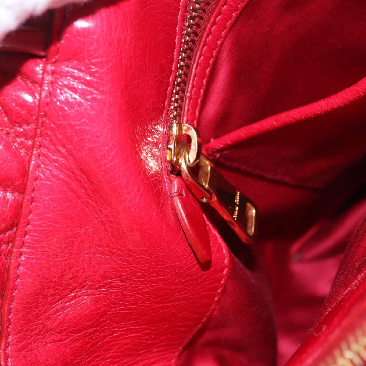 Miu Miu Matelasse Hand Bag Leather 2way Red Gold Auth BA13893V