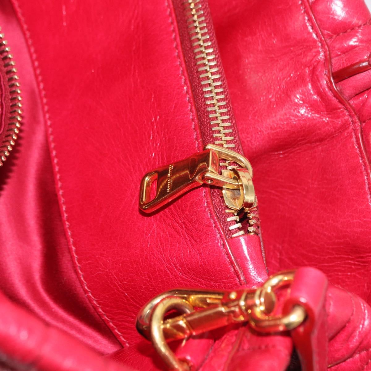 Miu Miu Matelasse Hand Bag Leather 2way Red Gold Auth BA13893V