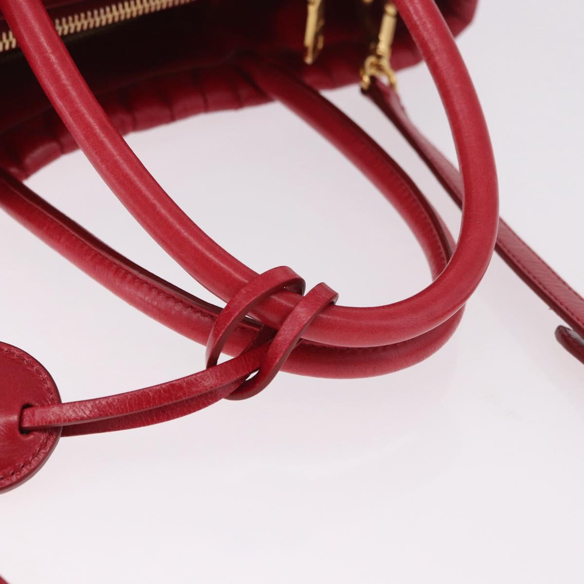 Miu Miu Matelasse Hand Bag Leather 2way Red Gold Auth BA13893V