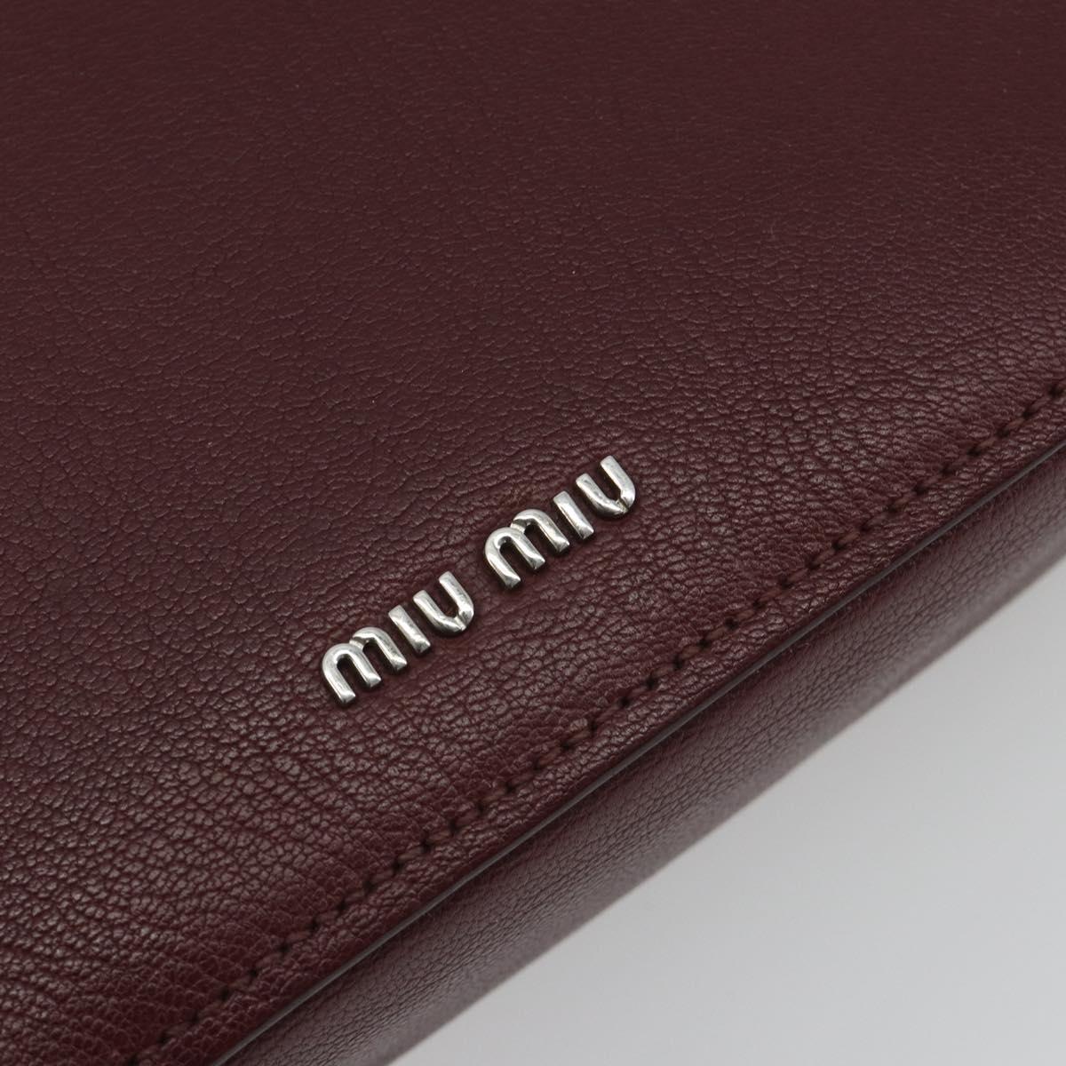 Miu Miu Shoulder Bag Leather Bordeaux Silver Auth BA13896A