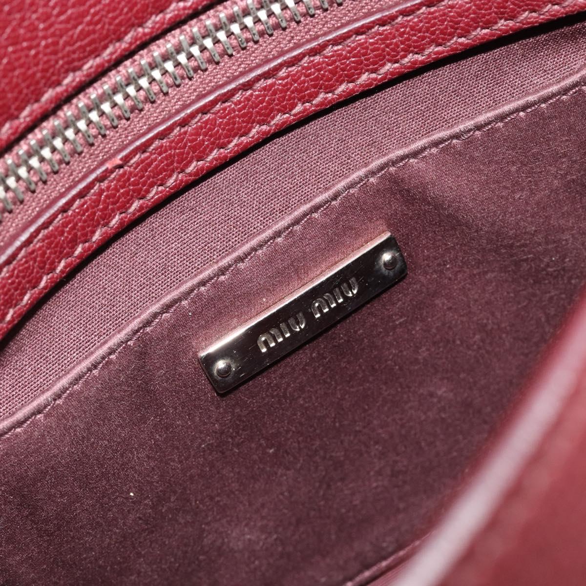 Miu Miu Shoulder Bag Leather Bordeaux Silver Auth BA13896A