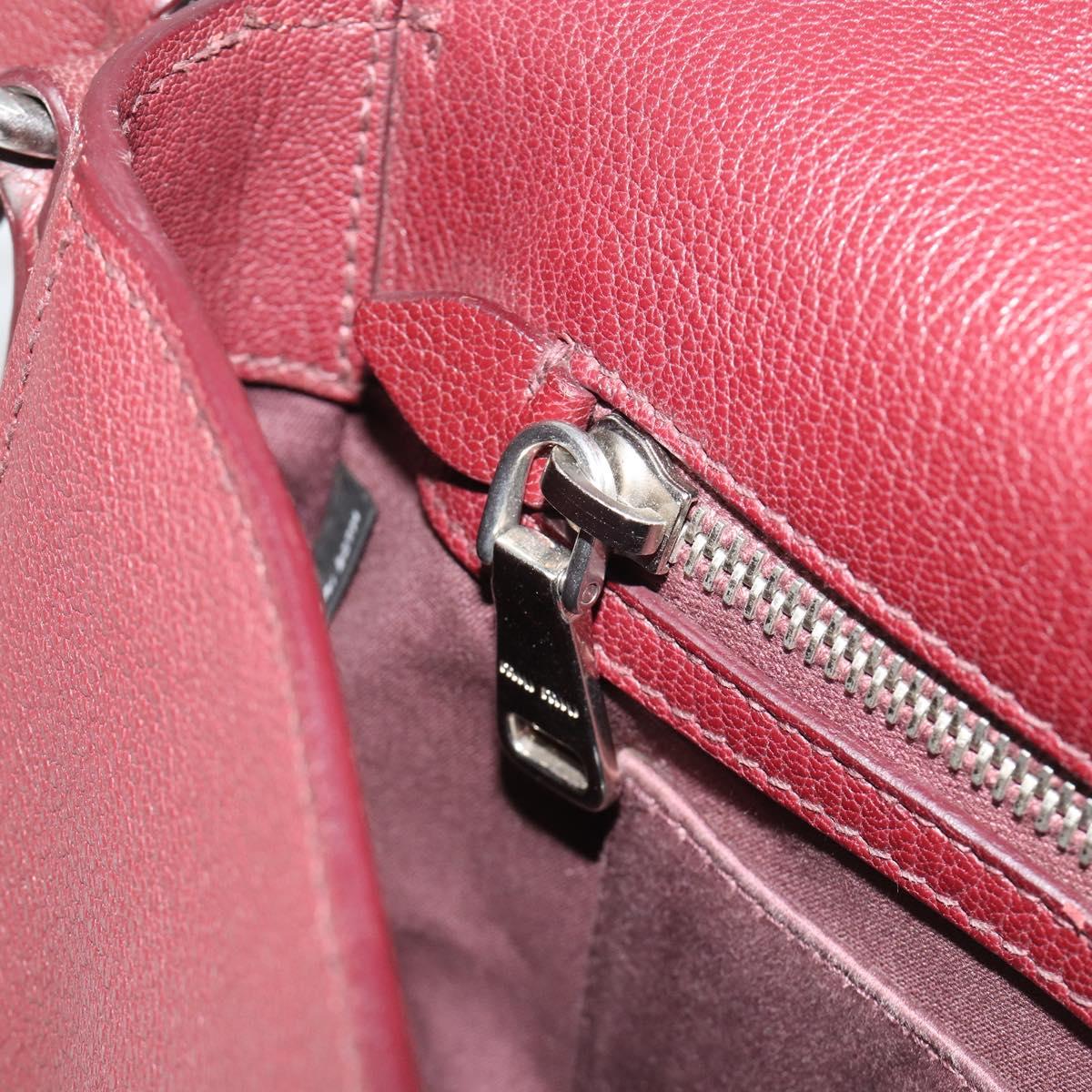 Miu Miu Shoulder Bag Leather Bordeaux Silver Auth BA13896A