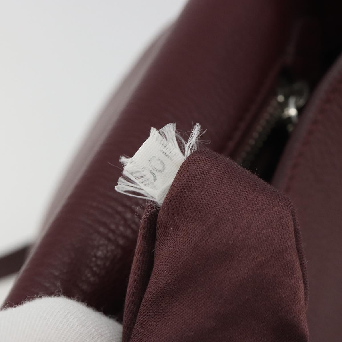 Miu Miu Shoulder Bag Leather Bordeaux Silver Auth BA13896A