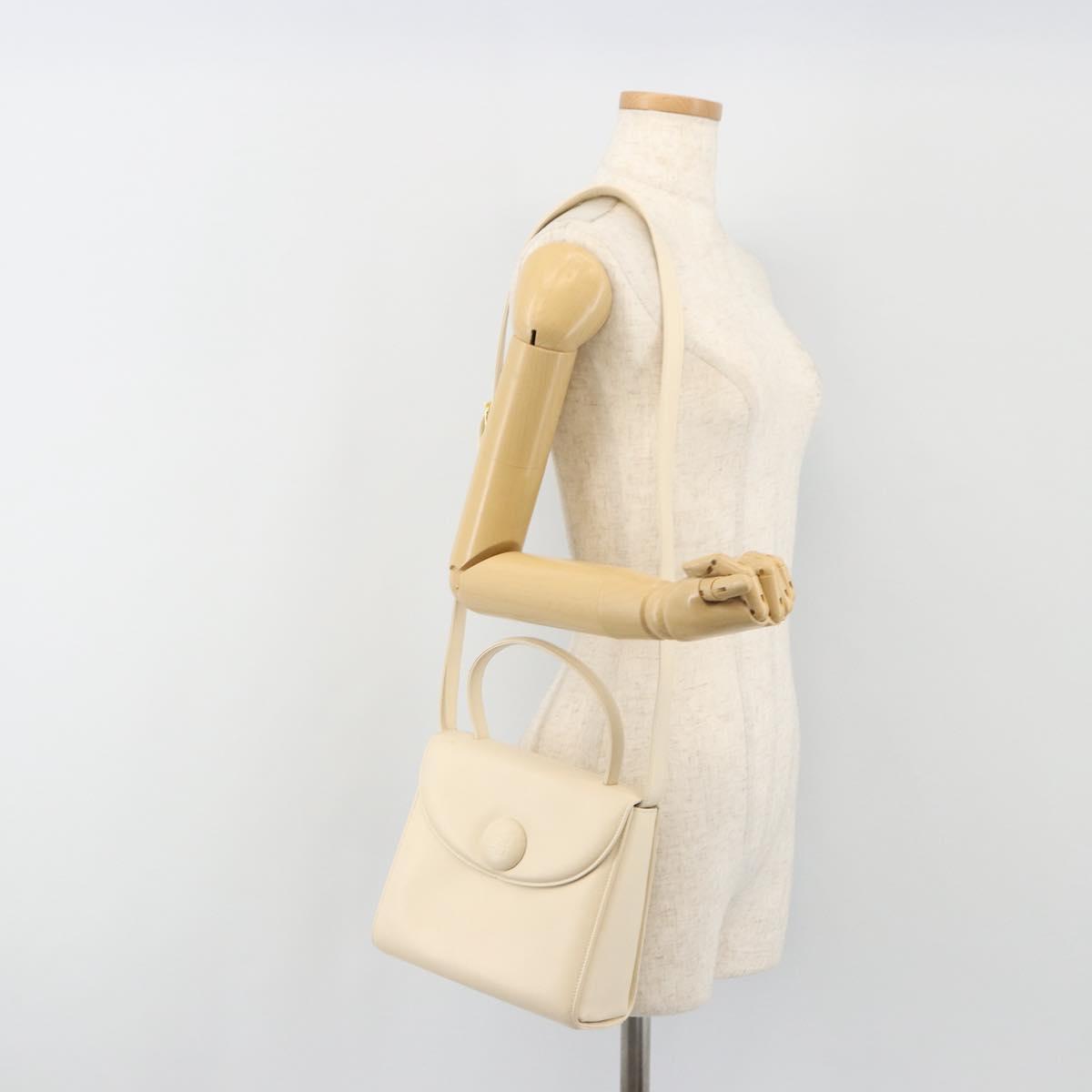 GIVENCHY Hand Bag Leather 2way Ivory Auth BA13897A