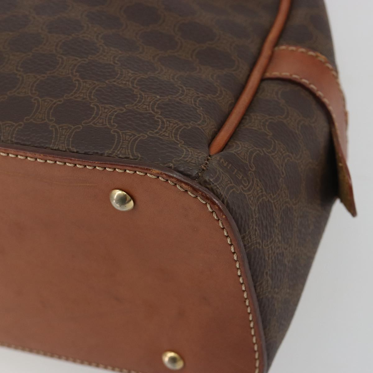 CELINE Macadam Hand Bag PVC Leather Brown Gold Auth BA13898
