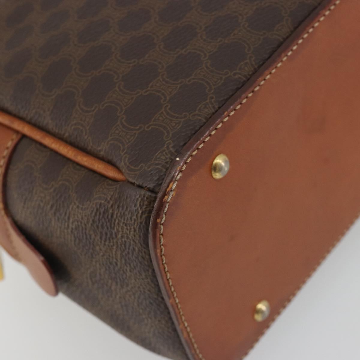 CELINE Macadam Hand Bag PVC Leather Brown Gold Auth BA13898