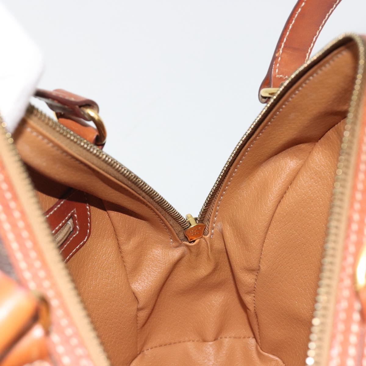 CELINE Macadam Hand Bag PVC Leather Brown Gold Auth BA13898
