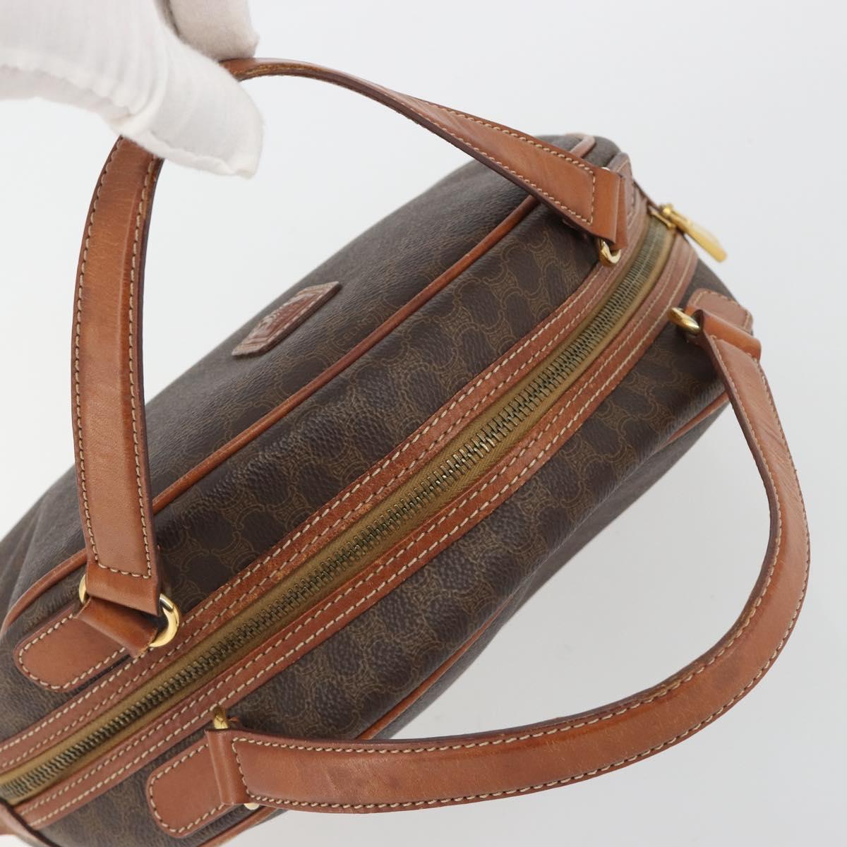 CELINE Macadam Hand Bag PVC Leather Brown Gold Auth BA13898