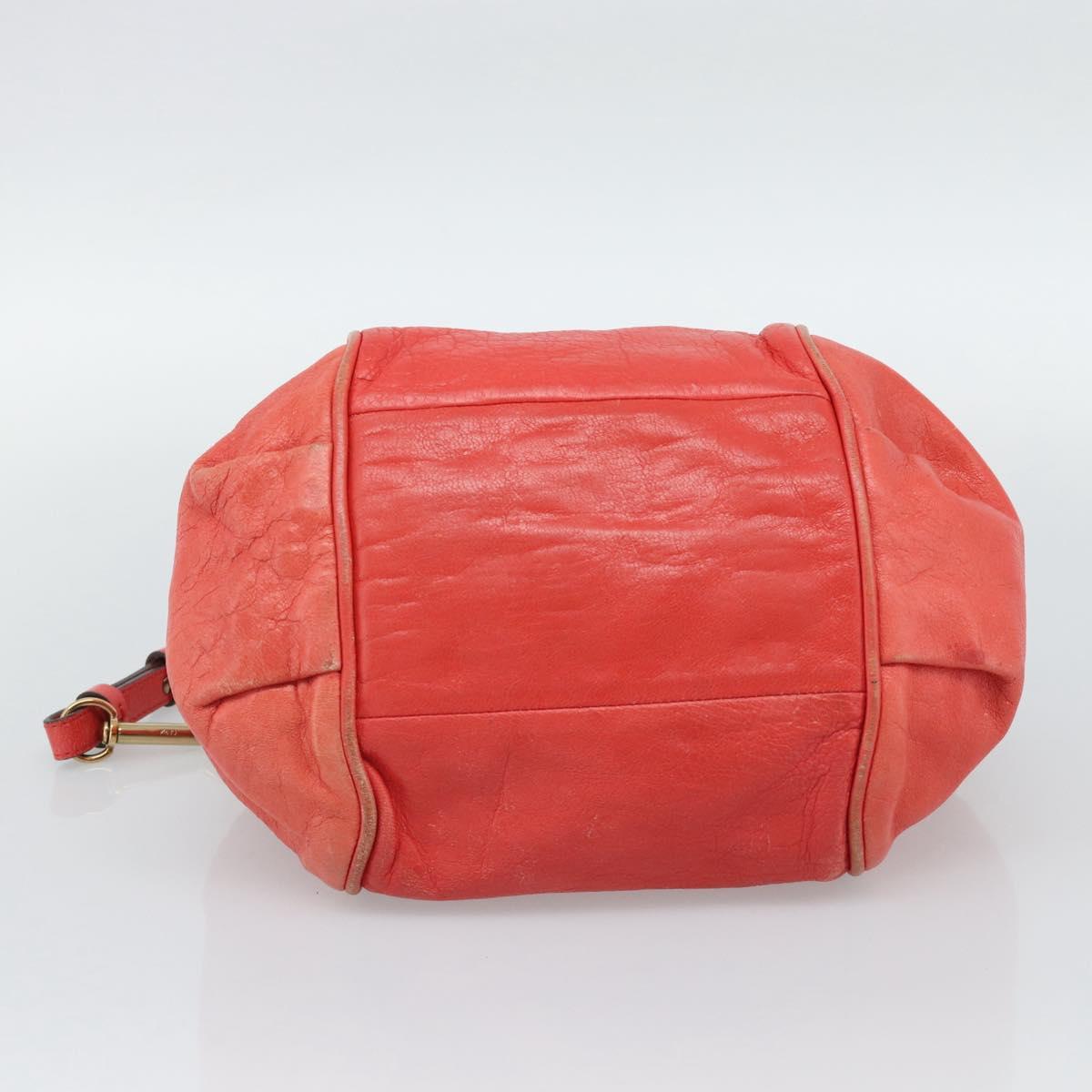 Chloe Etel Hand Bag Leather 2way Red Gold Auth BA13902