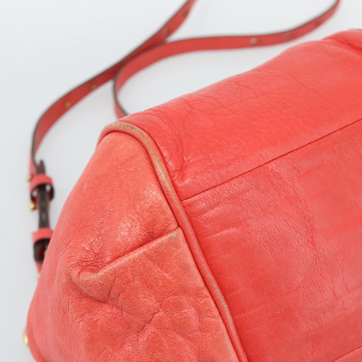Chloe Etel Hand Bag Leather 2way Red Gold Auth BA13902