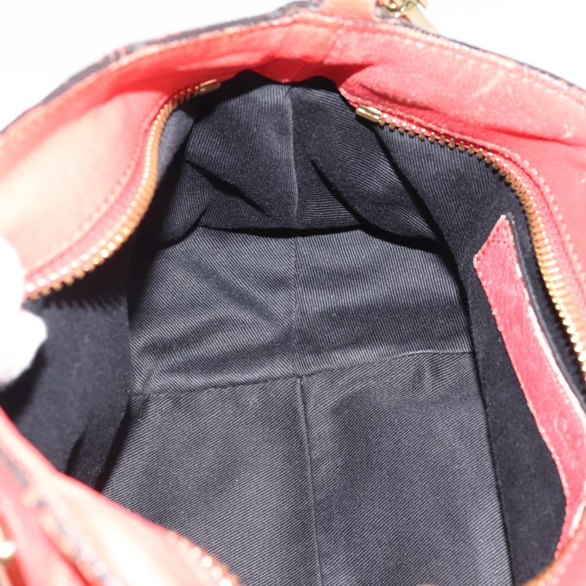 Chloe Etel Hand Bag Leather 2way Red Gold Auth BA13902