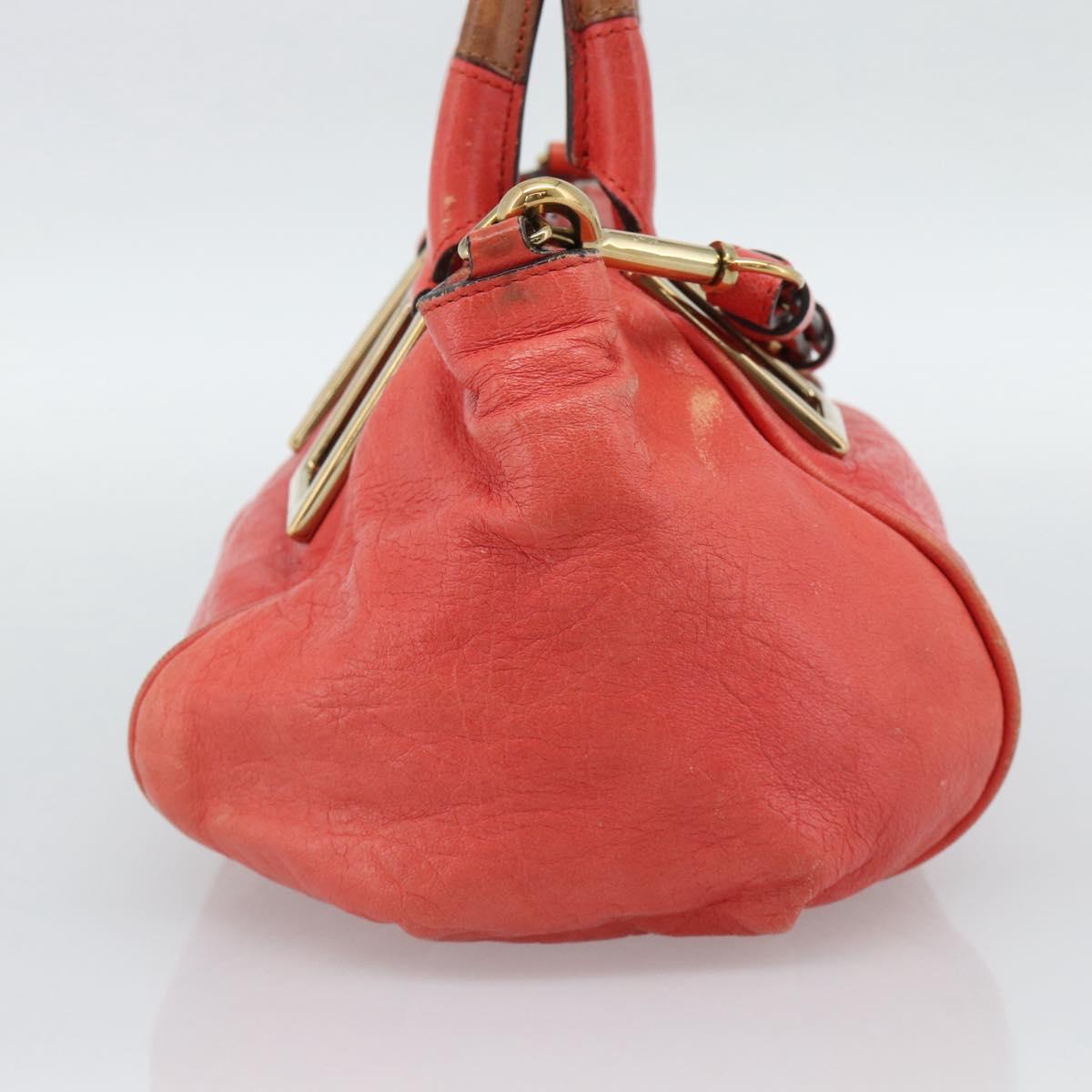 Chloe Etel Hand Bag Leather 2way Red Gold Auth BA13902