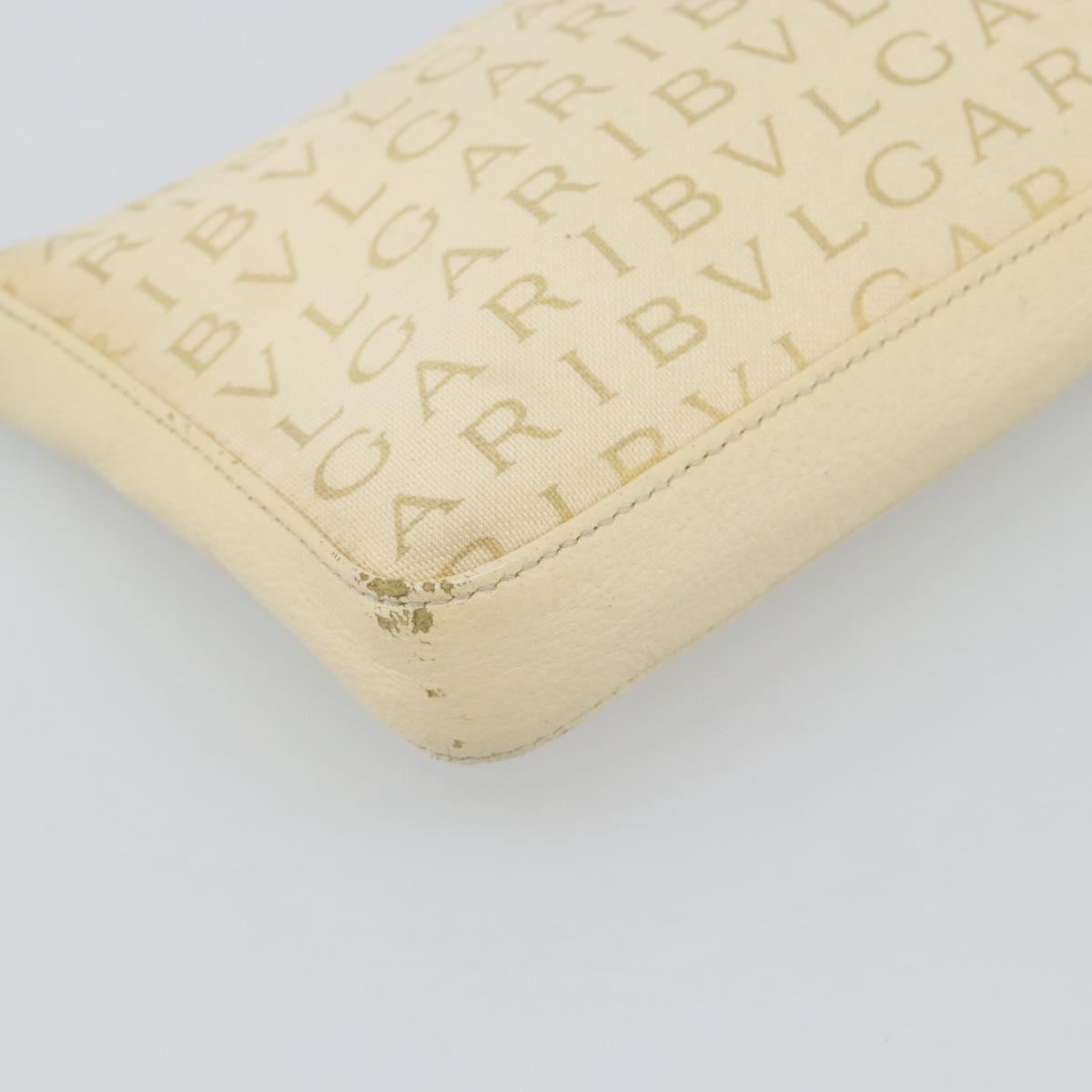 BVLGARI Logo Mania Shoulder Bag Beige Silver Auth BA13903
