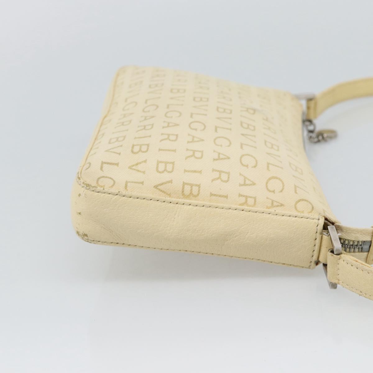 BVLGARI Logo Mania Shoulder Bag Beige Silver Auth BA13903