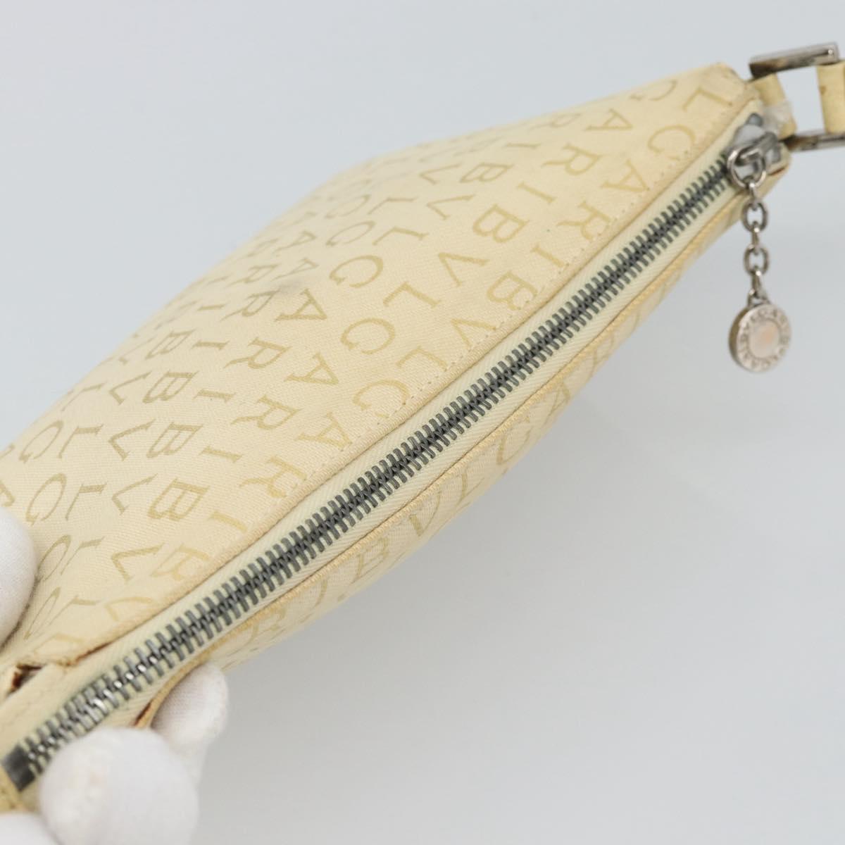 BVLGARI Logo Mania Shoulder Bag Beige Silver Auth BA13903