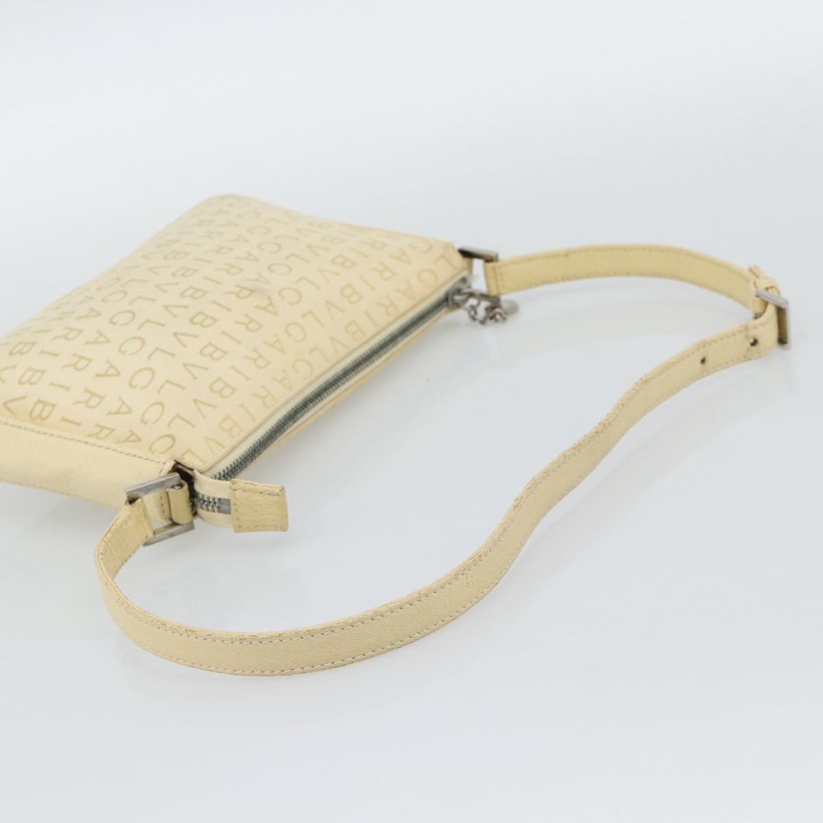 BVLGARI Logo Mania Shoulder Bag Beige Silver Auth BA13903