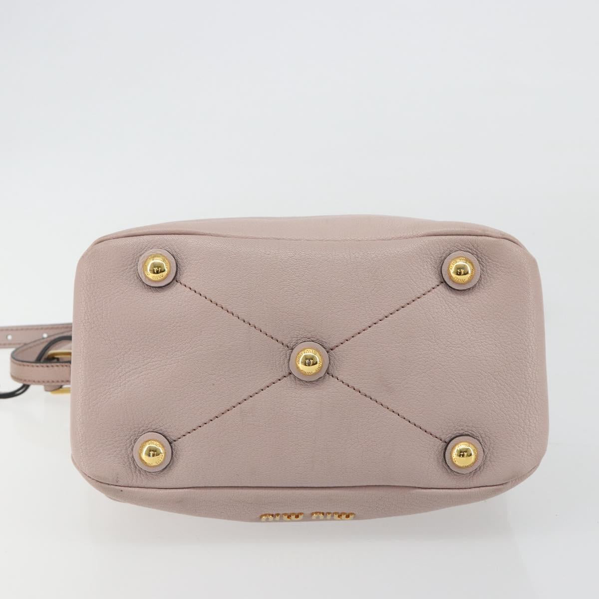 Miu Miu Shoulder Bag Leather 2way Pink Gold Auth BA13905A