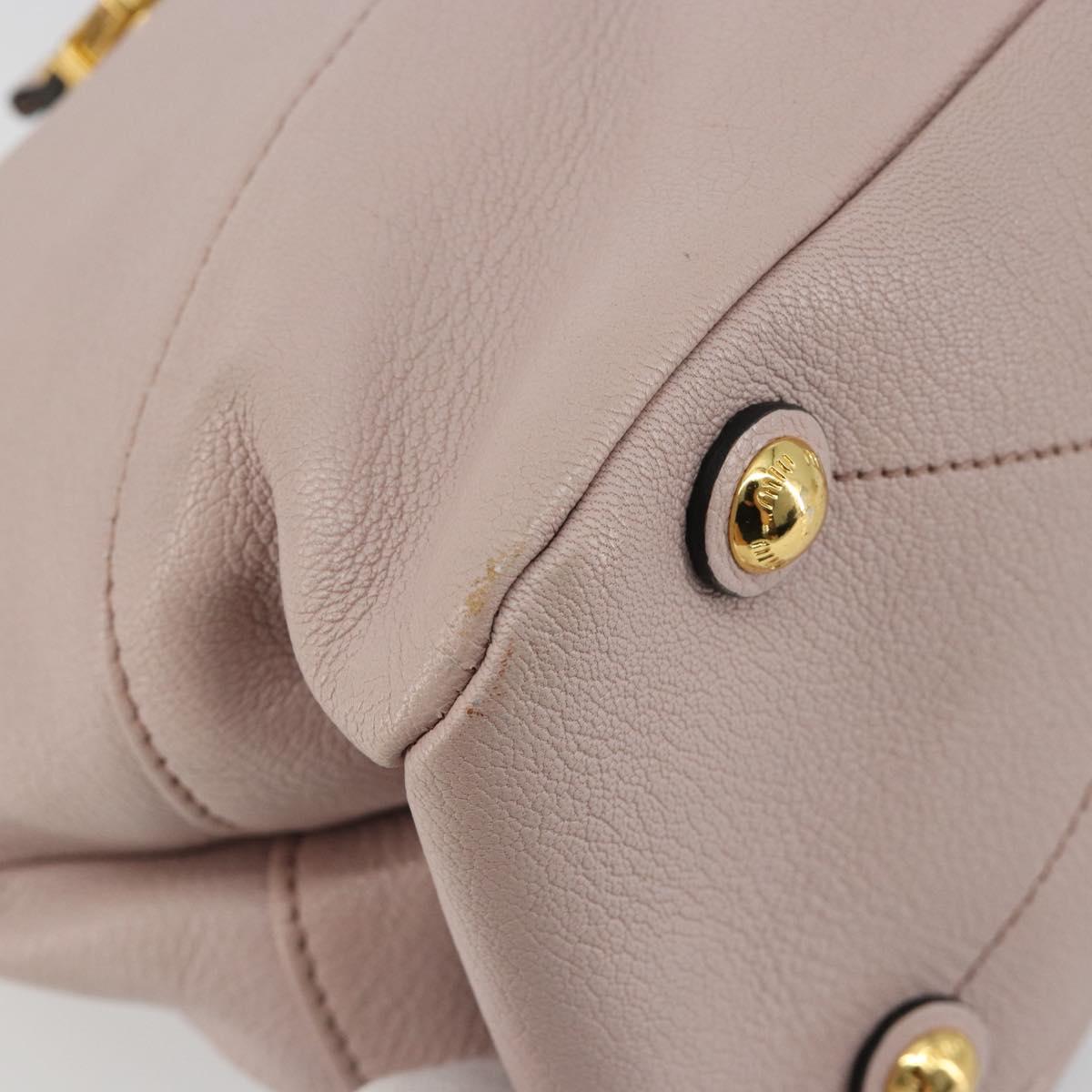 Miu Miu Shoulder Bag Leather 2way Pink Gold Auth BA13905A