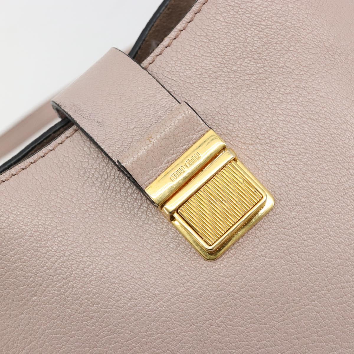 Miu Miu Shoulder Bag Leather 2way Pink Gold Auth BA13905A