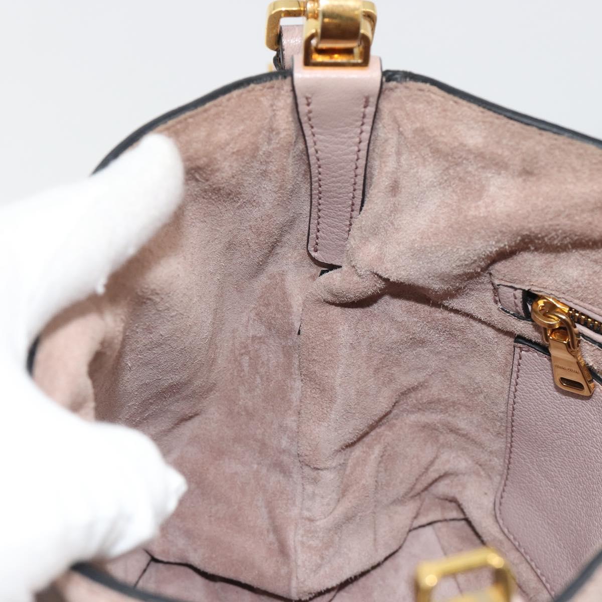 Miu Miu Shoulder Bag Leather 2way Pink Gold Auth BA13905A