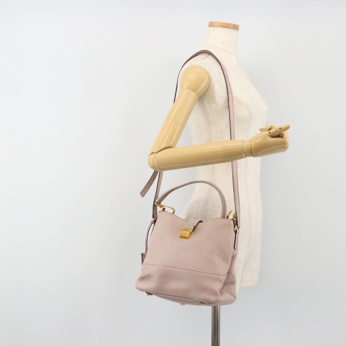 Miu Miu Shoulder Bag Leather 2way Pink Gold Auth BA13905A