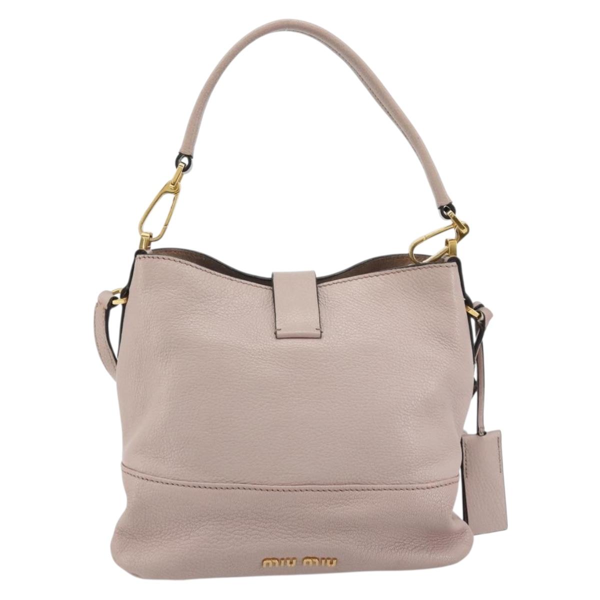 Miu Miu Shoulder Bag Leather 2way Pink Gold Auth BA13905A