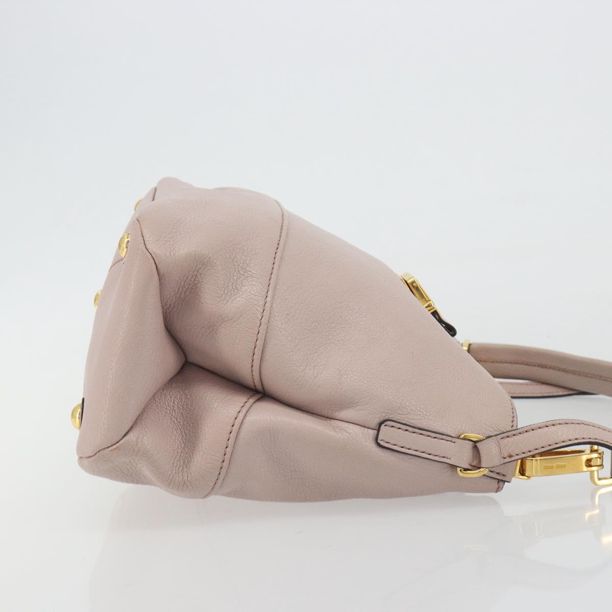 Miu Miu Shoulder Bag Leather 2way Pink Gold Auth BA13905A