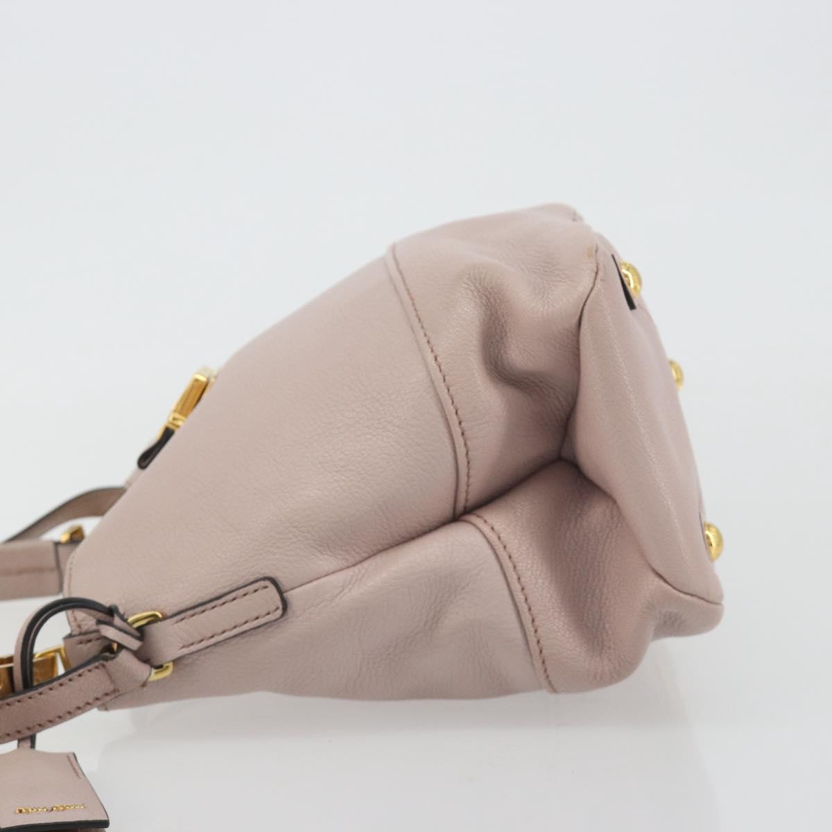 Miu Miu Shoulder Bag Leather 2way Pink Gold Auth BA13905A