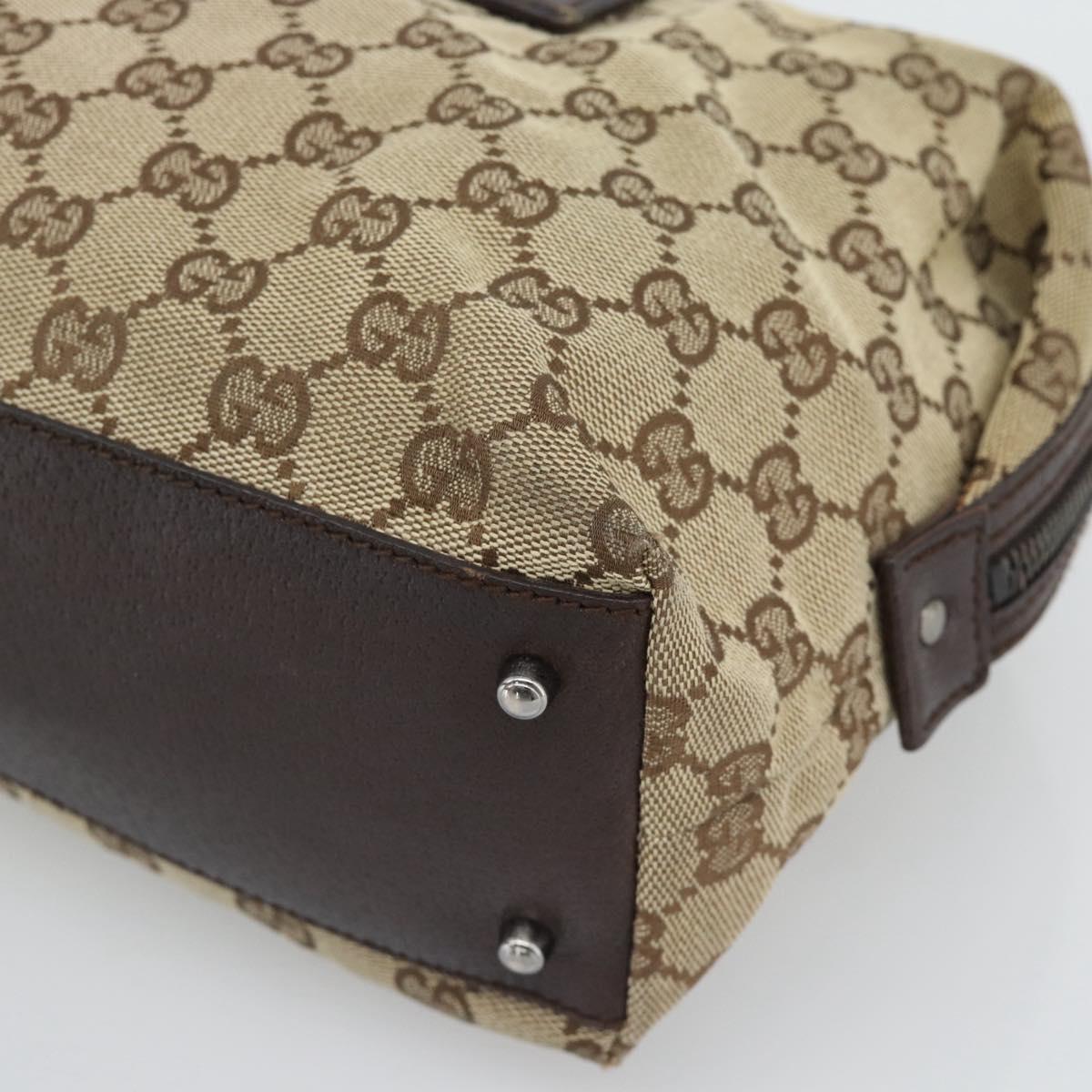 GUCCI GG Canvas Hand Bag Beige Silver 113009 Auth BA13906