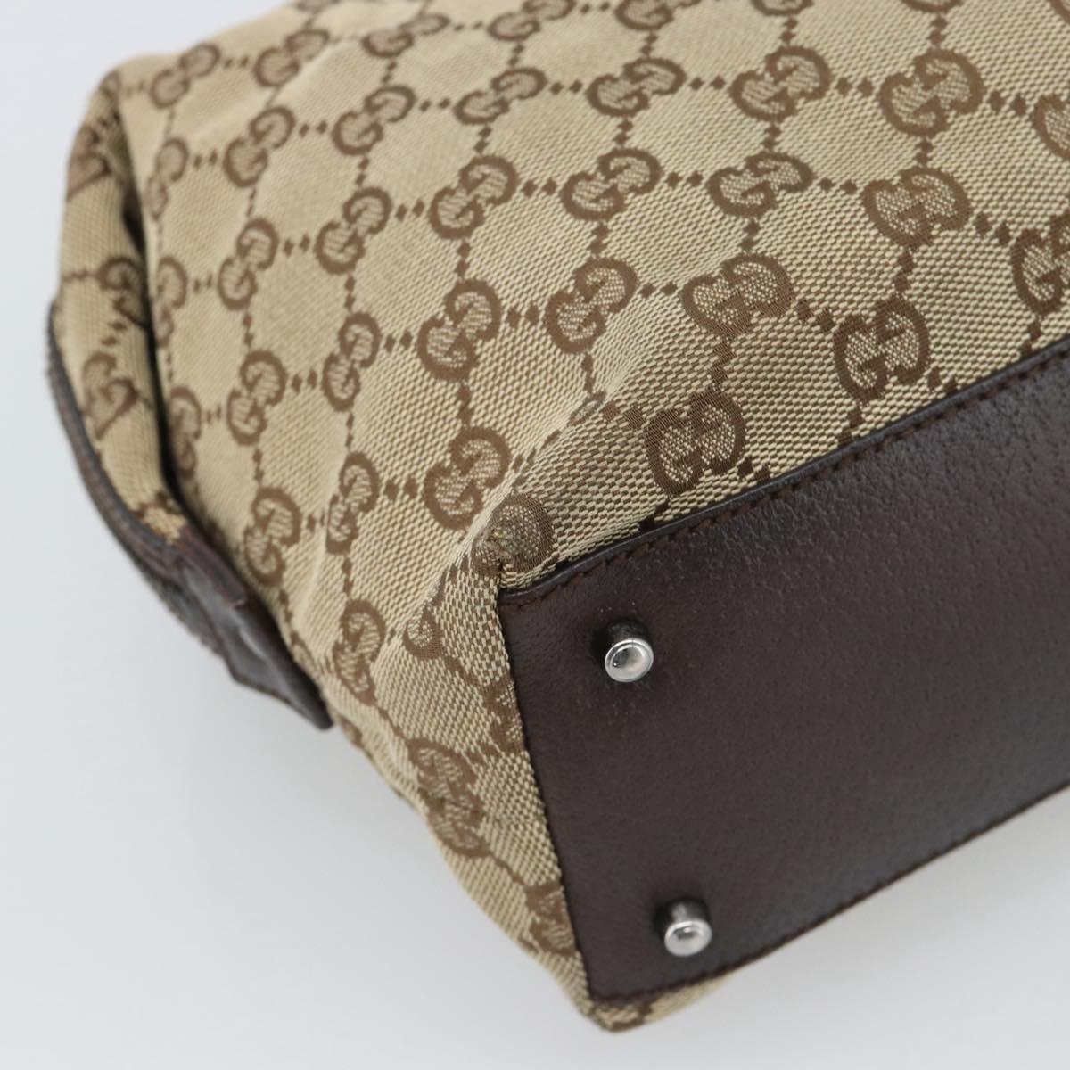 GUCCI GG Canvas Hand Bag Beige Silver 113009 Auth BA13906