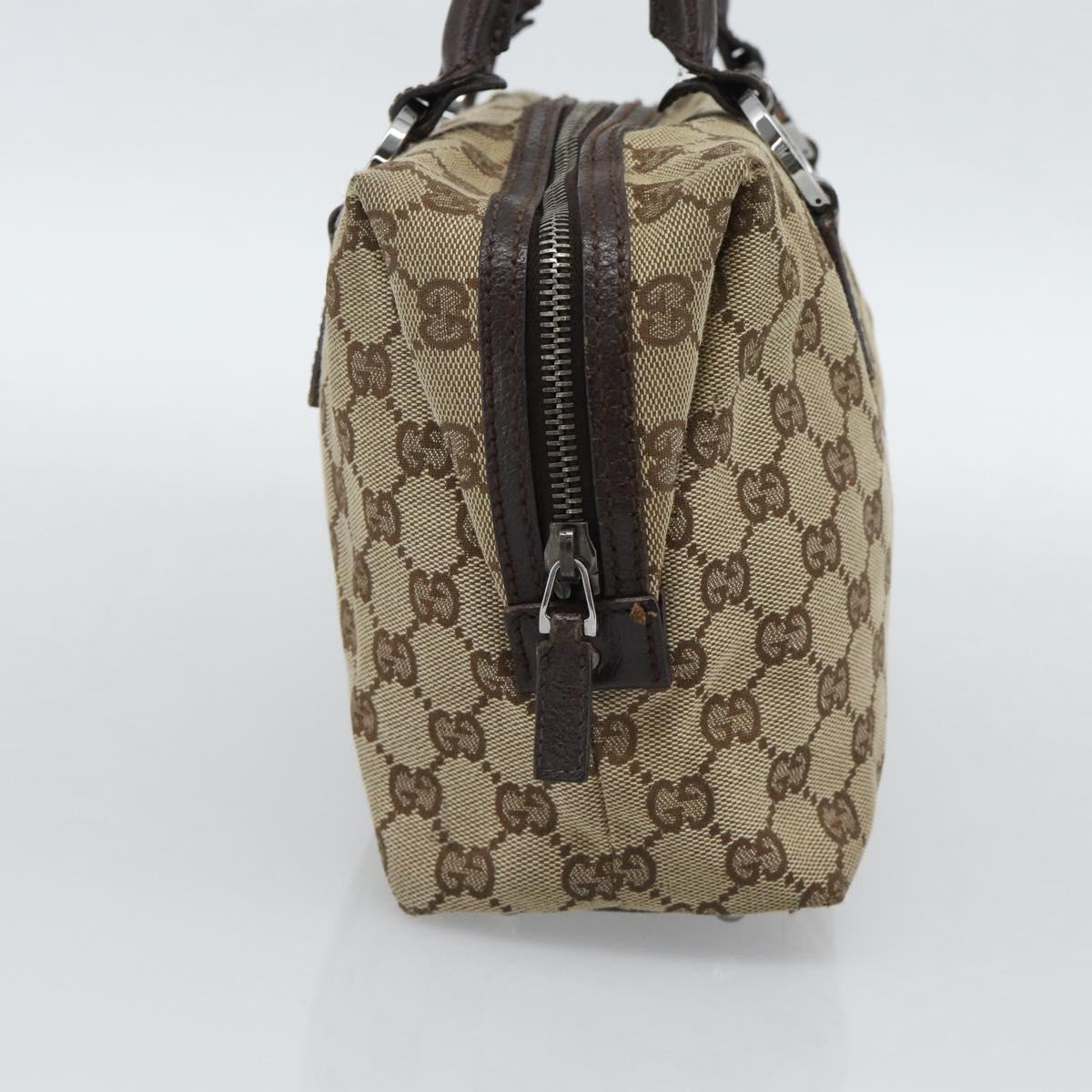 GUCCI GG Canvas Hand Bag Beige Silver 113009 Auth BA13906