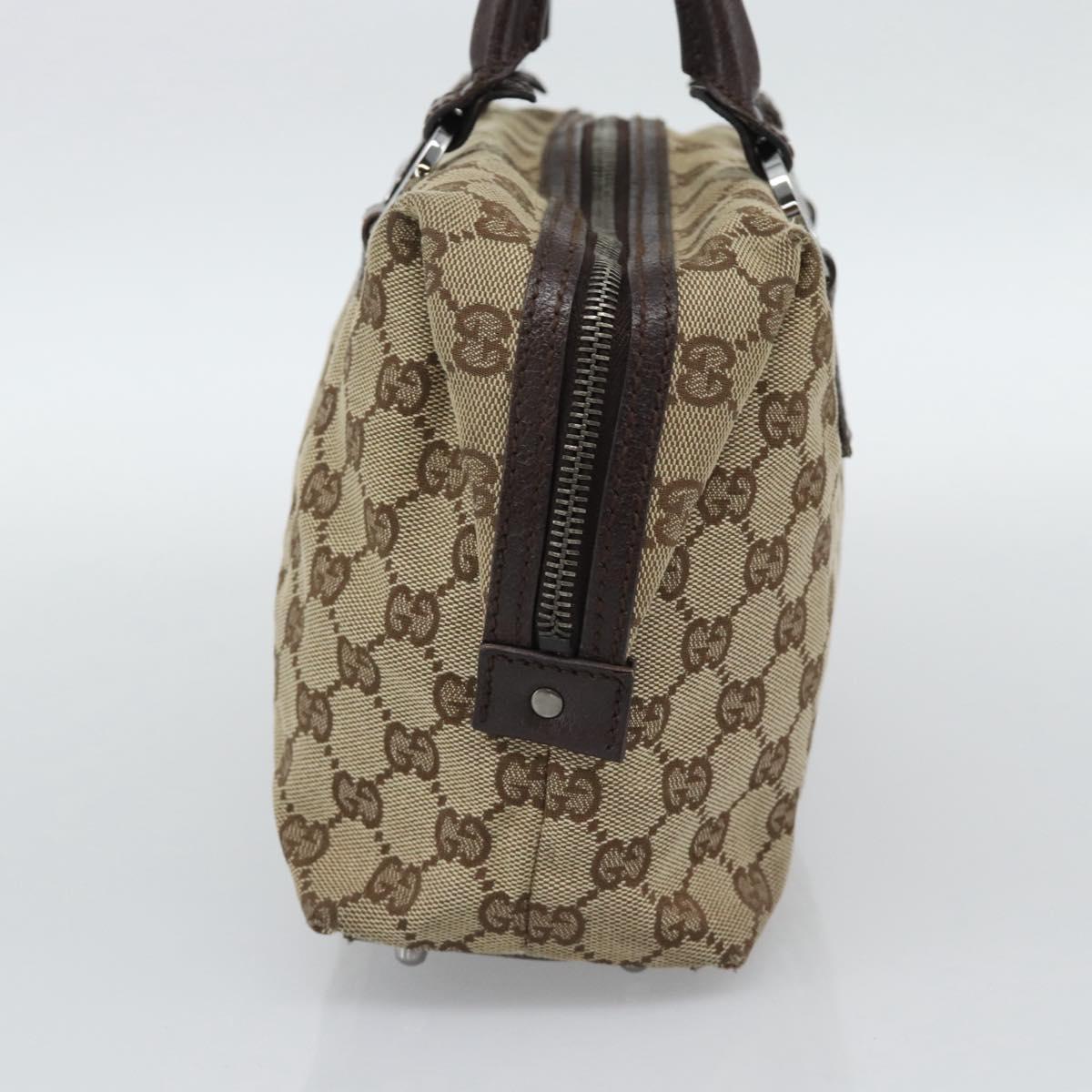 GUCCI GG Canvas Hand Bag Beige Silver 113009 Auth BA13906