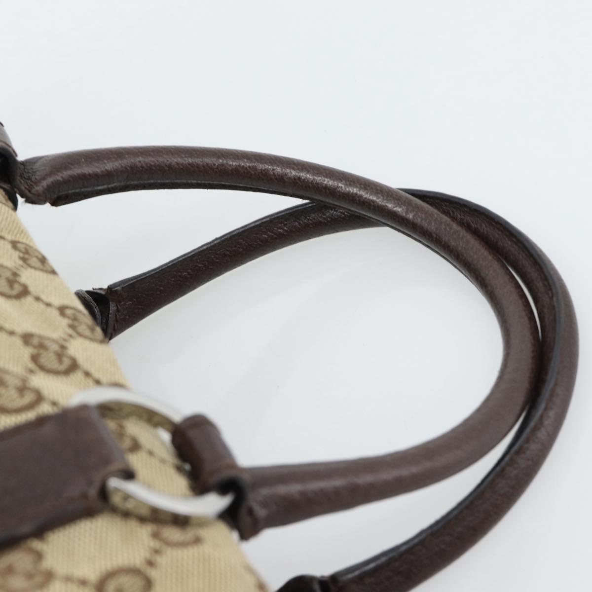 GUCCI GG Canvas Hand Bag Beige Silver 113009 Auth BA13906