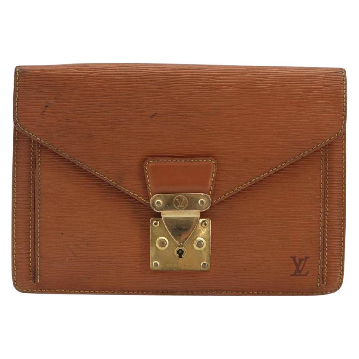 LOUIS VUITTON Epi Sellier Dragonne Clutch Bag Zipang Gold M52618 LV Auth BA13919