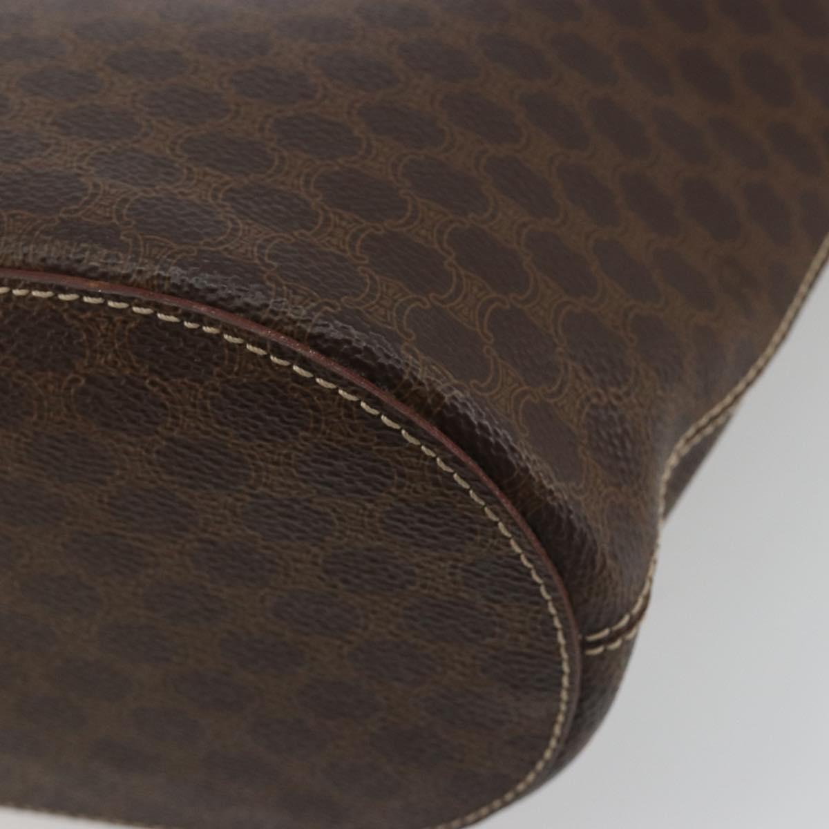 CELINE Macadam Tote Bag PVC Leather Brown Gold Auth BA13920