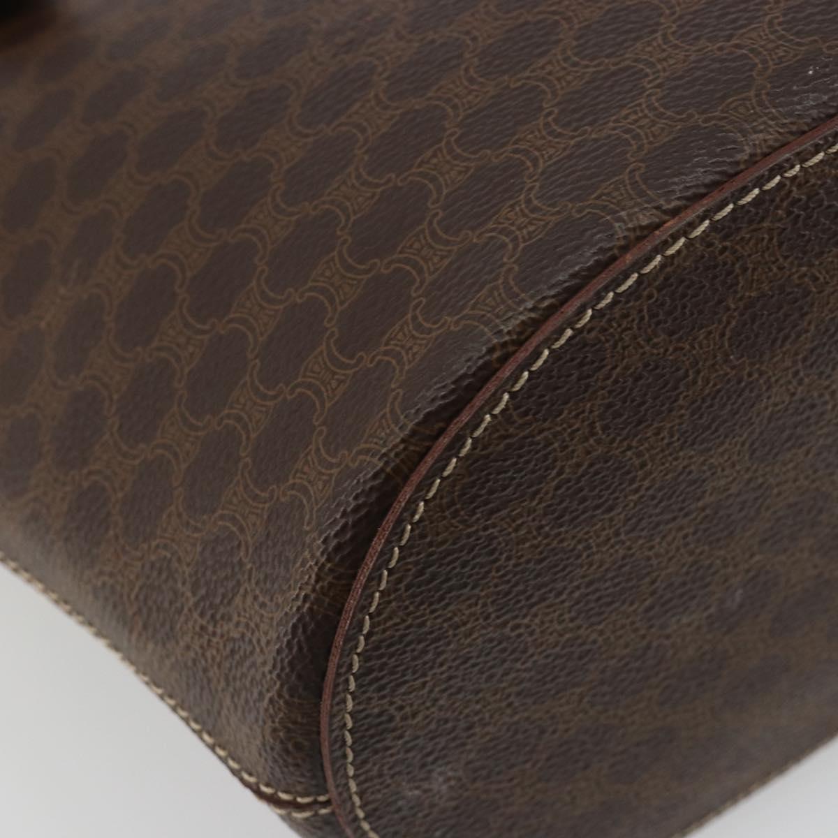 CELINE Macadam Tote Bag PVC Leather Brown Gold Auth BA13920