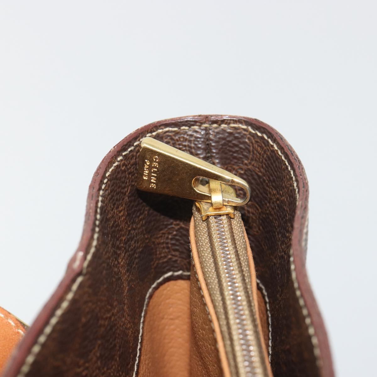 CELINE Macadam Tote Bag PVC Leather Brown Gold Auth BA13920