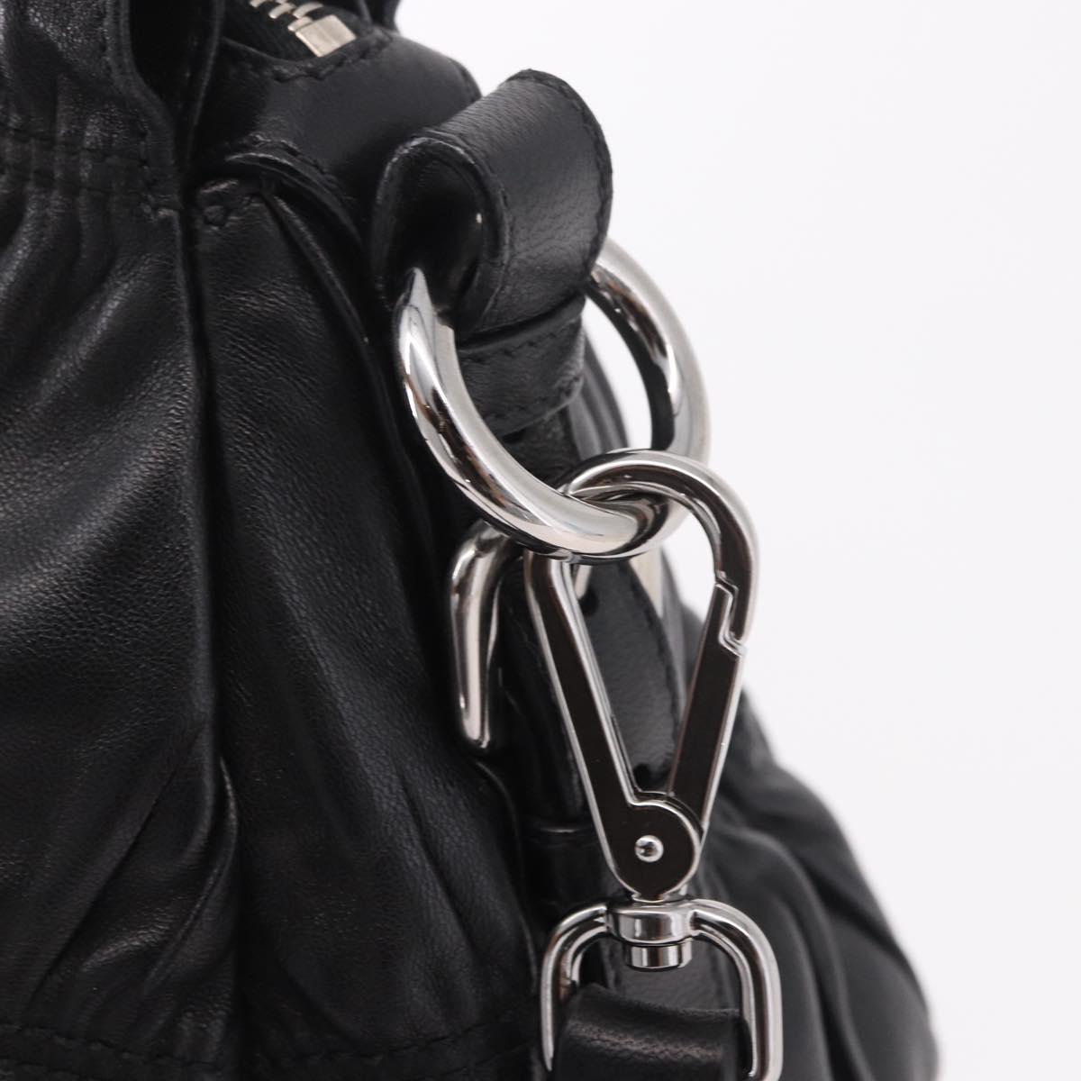 PRADA Hand Bag Leather 2way Black Silver Auth BA13922V