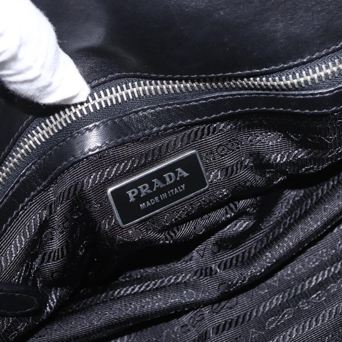 PRADA Hand Bag Leather 2way Black Silver Auth BA13922V