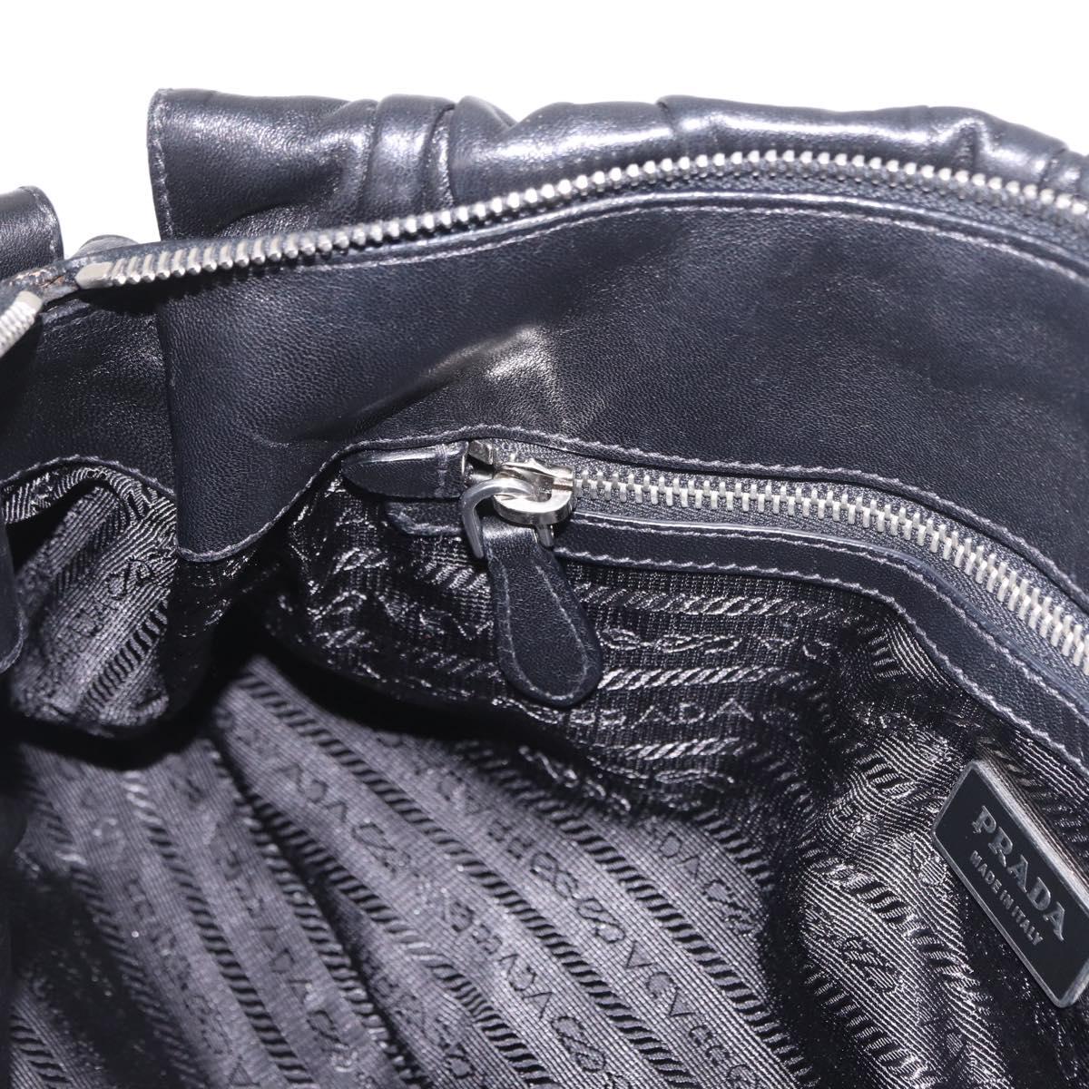 PRADA Hand Bag Leather 2way Black Silver Auth BA13922V