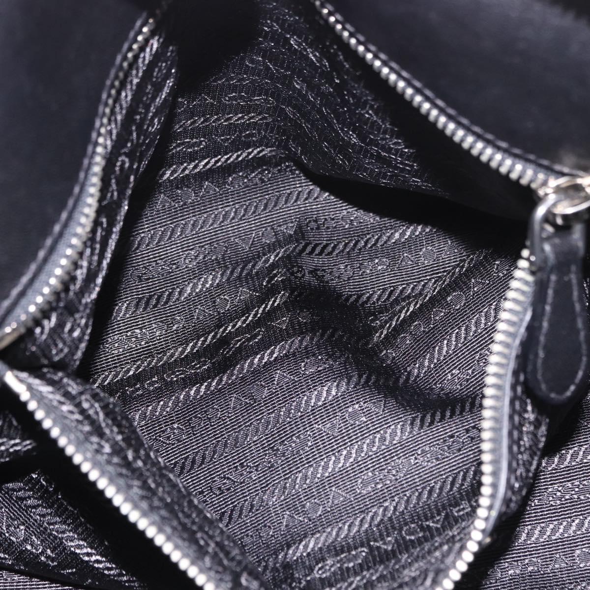 PRADA Hand Bag Leather 2way Black Silver Auth BA13922V