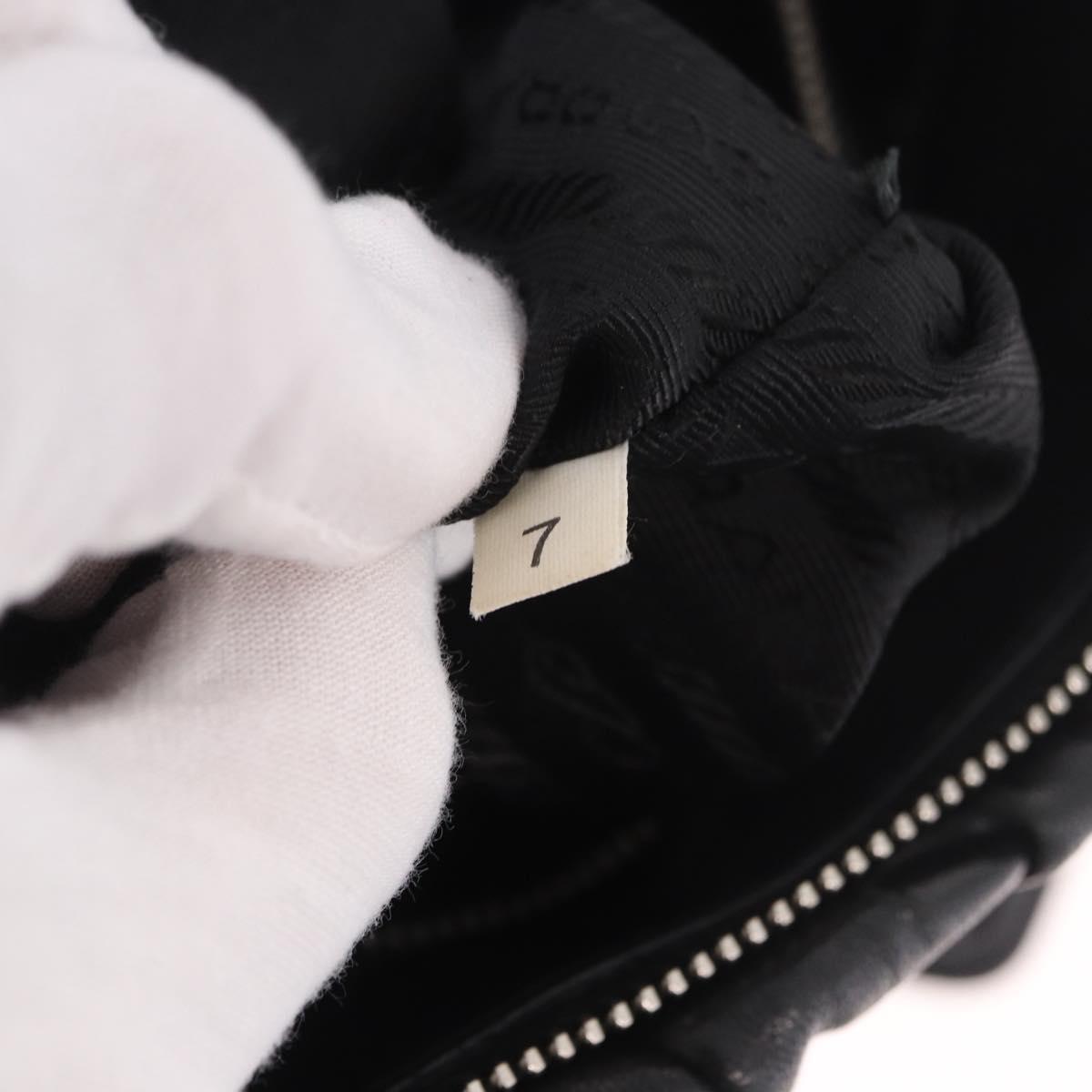 PRADA Hand Bag Leather 2way Black Silver Auth BA13922V